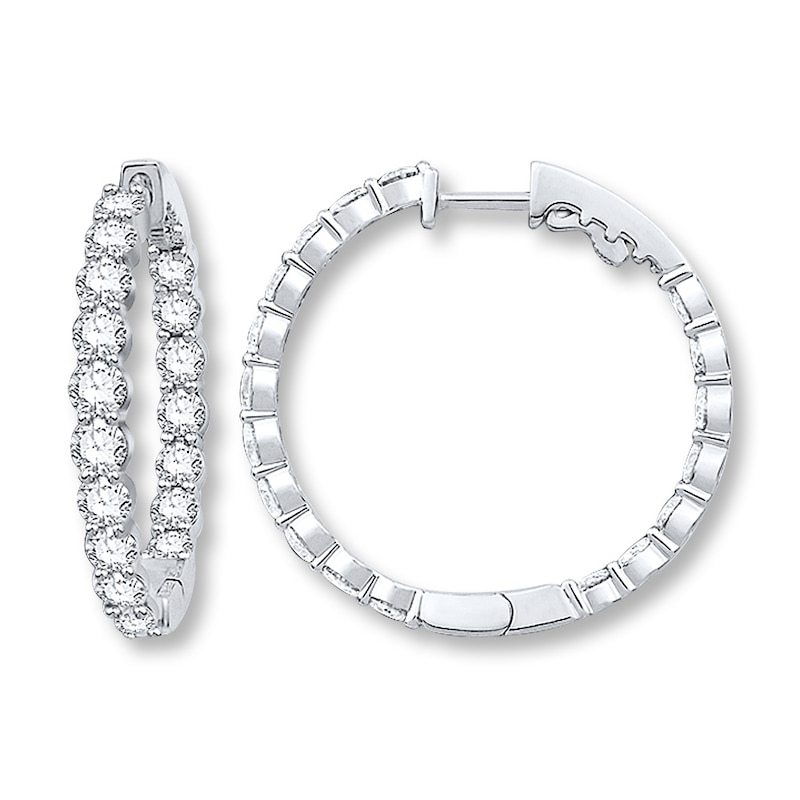 Main Image 1 of Previously Owned Diamond Hoop Earrings 5 ct tw Round-cut 14K White Gold