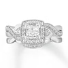 Thumbnail Image 1 of Previously Owned Diamond Bridal Set 1/2 ct tw Princess-cut 14K White Gold