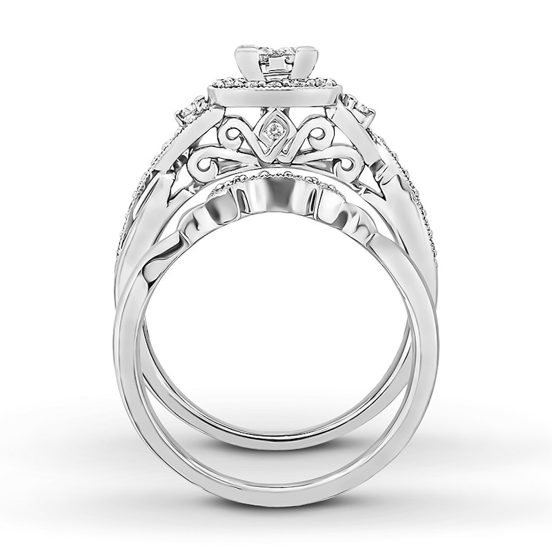 Main Image 2 of Previously Owned Diamond Bridal Set 1/2 ct tw Princess-cut 14K White Gold