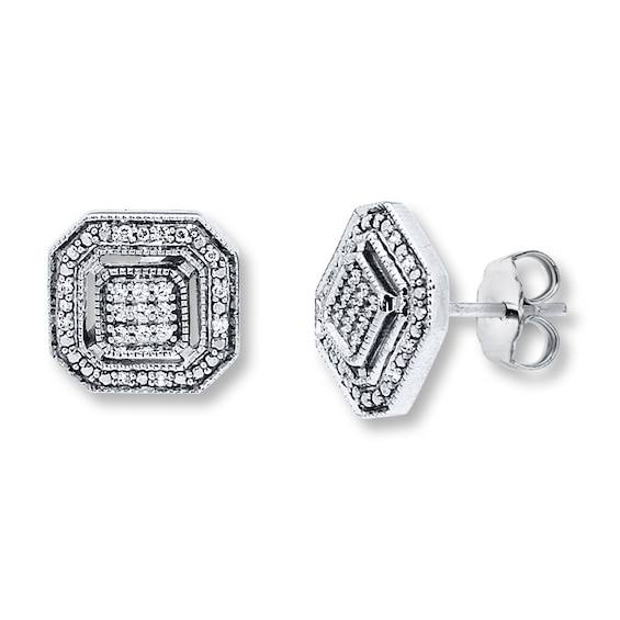 Previously Owned Diamond Earrings 1/6 ct tw Round-cut Sterling Silver