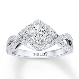 Previously Owned THE LEO Diamond Engagement Ring 1 ct tw Princess & Round-cut 14K White Gold