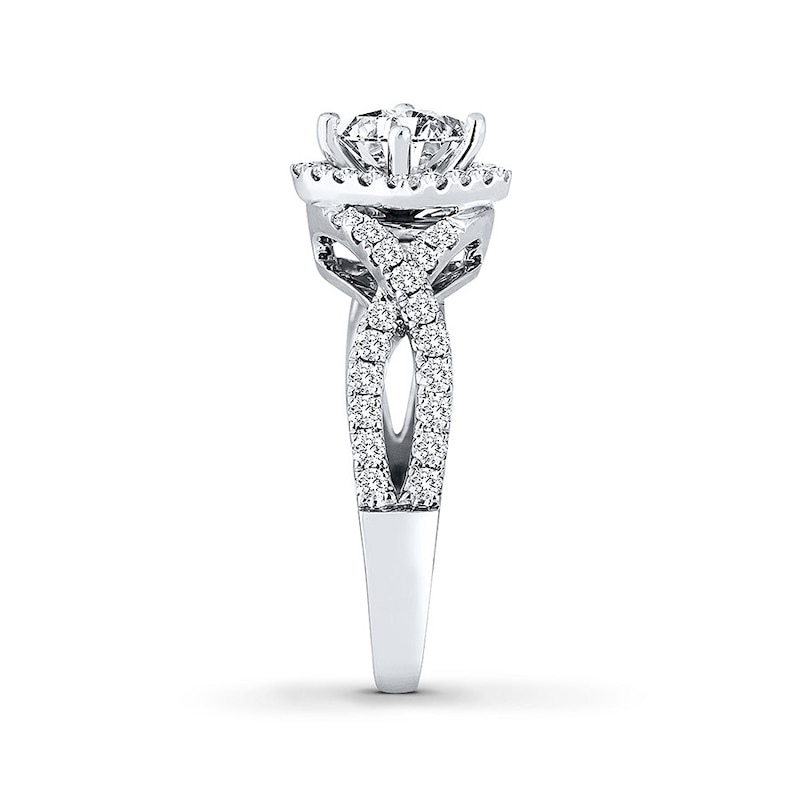 Previously Owned THE LEO Diamond Engagement Ring 1 ct tw Princess & Round-cut 14K White Gold