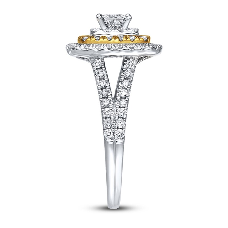 Main Image 3 of Previously Owned THE LEO Diamond Ring 1-1/8 ct tw Princess & Round-cut 14K Two-Tone Gold