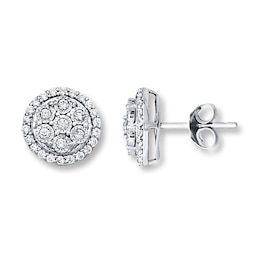 Previously Owned Diamond Earrings 1/2 ct tw Round-cut 10K White Gold