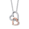 Thumbnail Image 0 of Previously Owned Heart Necklace 1/15 ct tw Diamonds Sterling Silver & 10K Rose Gold