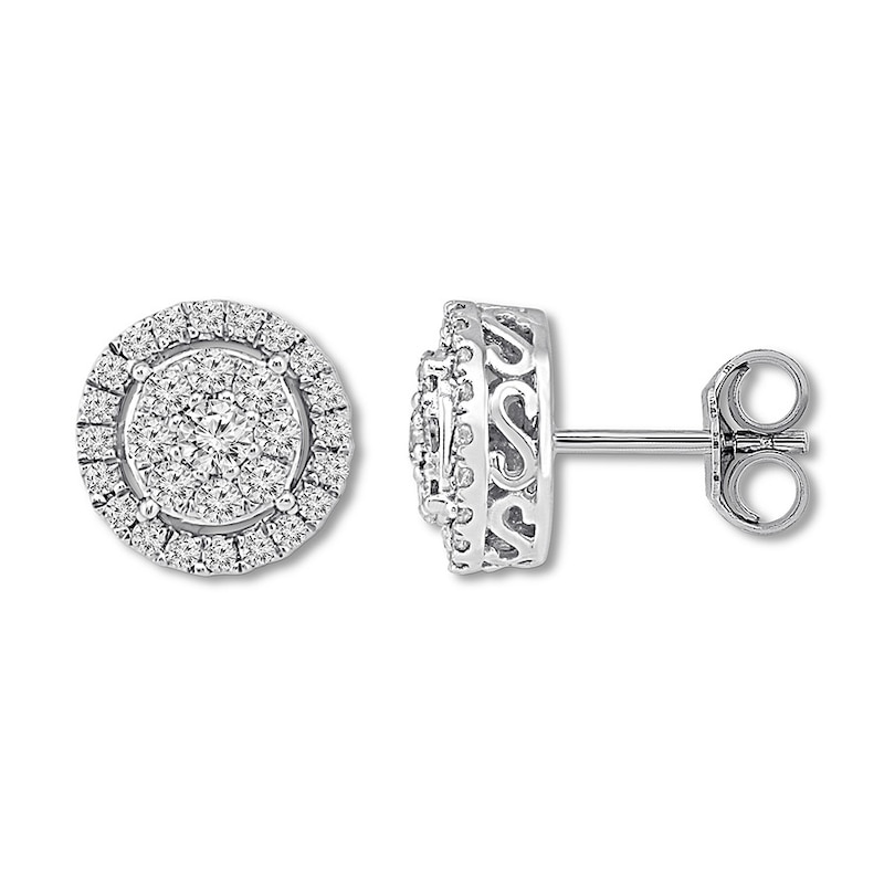 Previously Owned Diamond Earrings 1 ct tw Round-cut 10K White Gold