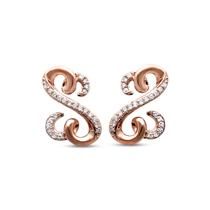 Main Image 2 of Previously Owned Open Hearts Earrings 1/10 ct tw Diamonds 10K Rose Gold