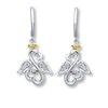 Previously Owned Open Hearts Rhythm Diamond Earrings Sterling Silver & 10K Yellow Gold