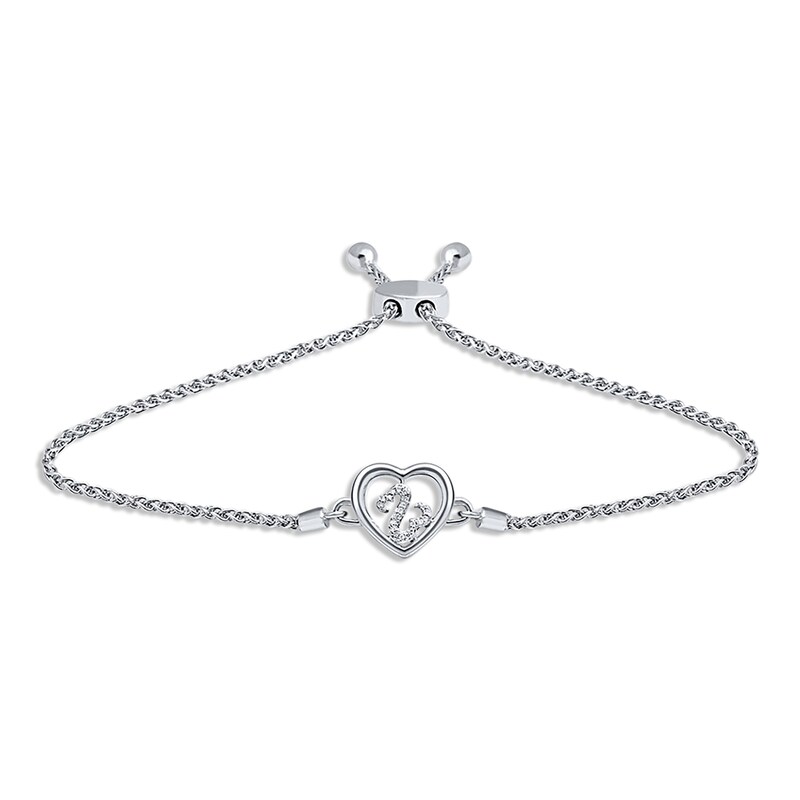 Main Image 1 of Previously Owned Round-Cut Diamond Bolo Bracelet 1/20 ct tw Sterling Silver