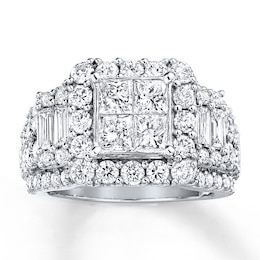 Previously Owned Diamond Ring 3-1/2 ct tw Princess, Baguette & Round-cut 14K White Gold