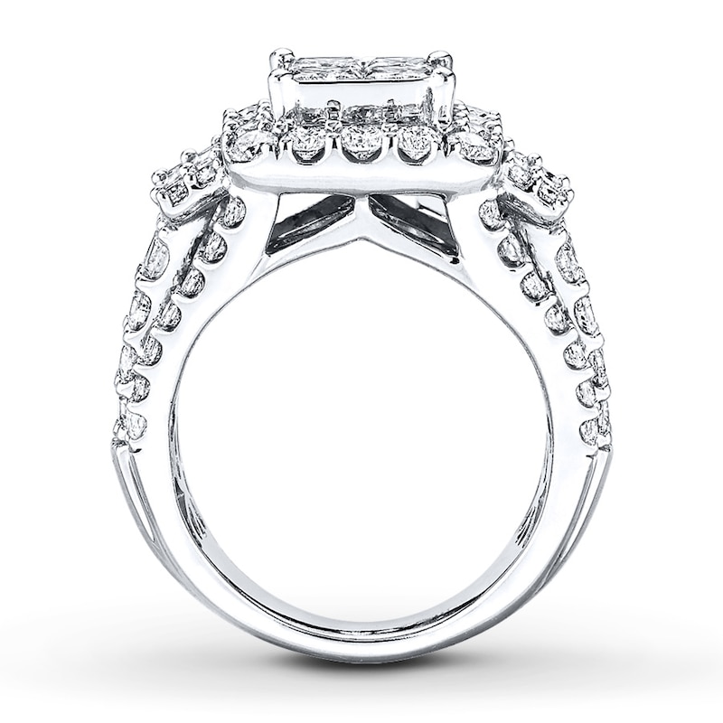 Previously Owned Diamond Ring 3-1/2 ct tw Princess, Baguette & Round-cut 14K White Gold