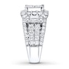 Previously Owned Diamond Ring 3-1/2 ct tw Princess, Baguette & Round-cut 14K White Gold