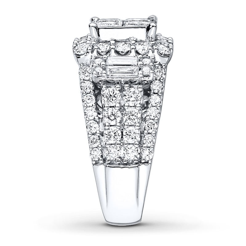 Previously Owned Diamond Ring 3-1/2 ct tw Princess, Baguette & Round-cut 14K White Gold