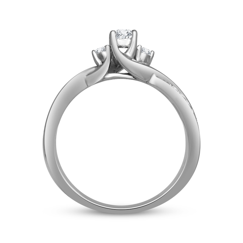 Main Image 3 of Previously Owned Diamond Engagement Ring 1/3 ct tw Round-cut 10K White Gold Size 7