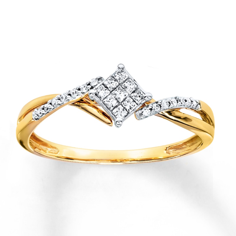 Main Image 1 of Previously Owned Diamond Ring 1/6 ct tw Princess & Round-cut 10K Yellow Gold