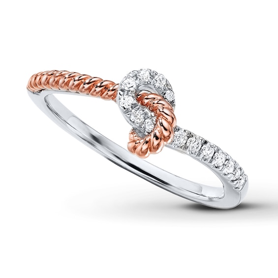 Previously Owned Diamond Ring 1/8 ct tw Diamonds Sterling Silver & 10K Rose Gold