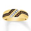 Thumbnail Image 1 of Previously Owned Men's Brown & White Diamond Wedding Band 1/2 ct tw Round-cut 10K Yellow Gold