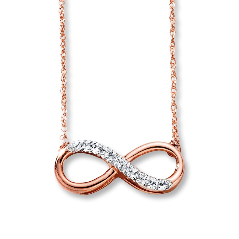 Main Image 1 of Previously Owned Diamond Infinity Necklace 1/20 ct tw Round-cut 10K Rose Gold