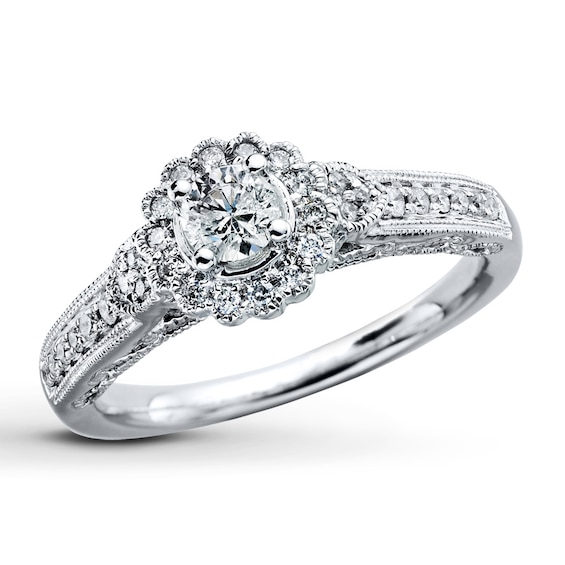 Previously Owned Diamond Engagement Ring 3/8 ct tw Round-cut 14K White Gold