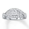 Thumbnail Image 0 of Previously Owned Diamond Engagement Ring 3/4 ct tw Princess & Round-cut 14K White Gold