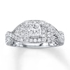 Thumbnail Image 1 of Previously Owned Diamond Engagement Ring 3/4 ct tw Princess & Round-cut 14K White Gold