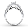 Thumbnail Image 1 of Previously Owned Diamond Engagement Ring 3/4 ct tw Princess & Round-cut 14K White Gold