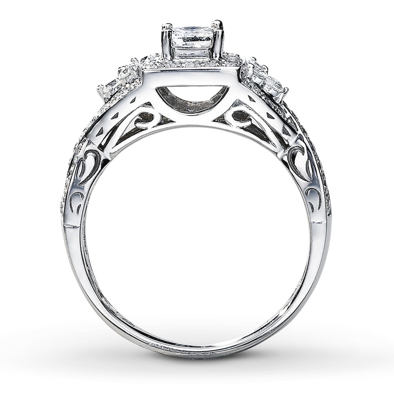 Main Image 2 of Previously Owned Diamond Engagement Ring 3/4 ct tw Princess & Round-cut 14K White Gold