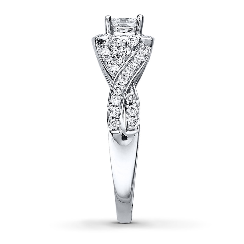 Main Image 3 of Previously Owned Diamond Engagement Ring 3/4 ct tw Princess & Round-cut 14K White Gold