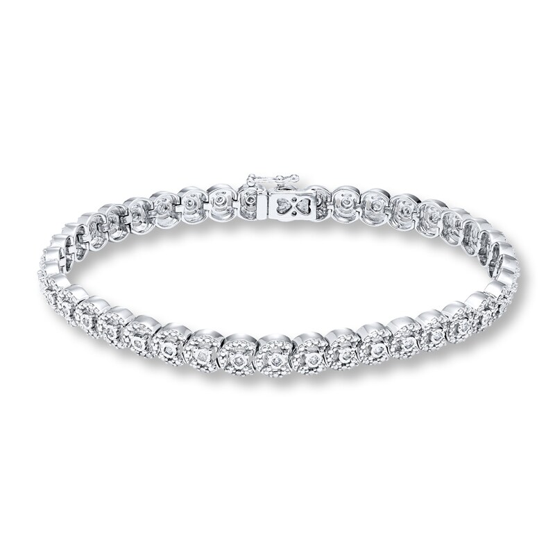 Main Image 1 of Previously Owned Diamond Bracelet 3/8 ct tw Round-cut Sterling Silver 7.75"