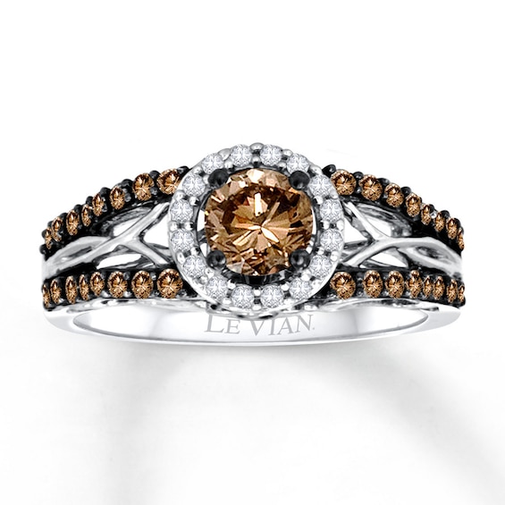 Previously Owned Le Vian Engagement Ring Chocolate Diamonds 7/8 ct tw Round-cut 14K Vanilla Gold
