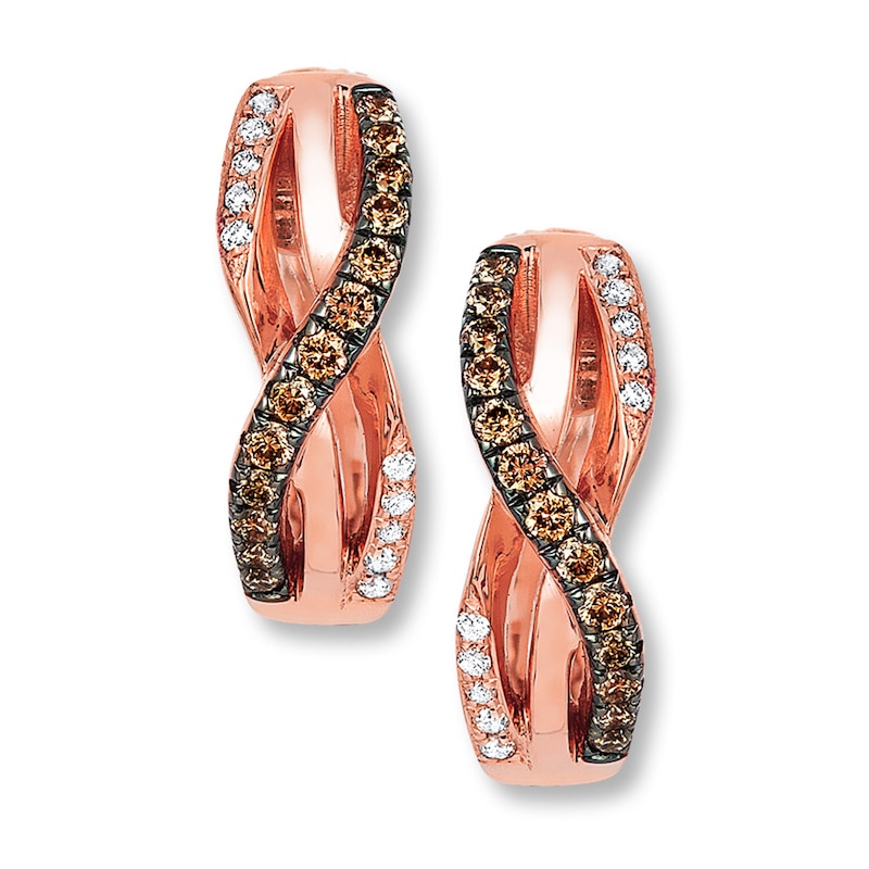 Main Image 1 of Previously Owned Le Vian Chocolate Diamond Earrings 1/6 ct 14K Strawberry Gold