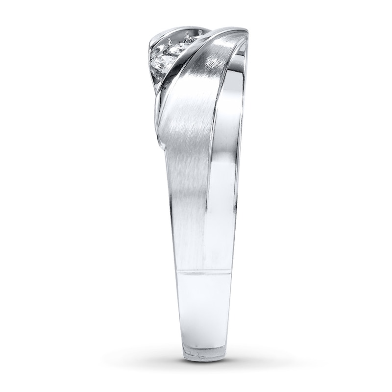 Main Image 3 of Previously Owned Men's Diamond Band 1/4 ct tw Round-cut 10K White Gold Size 10
