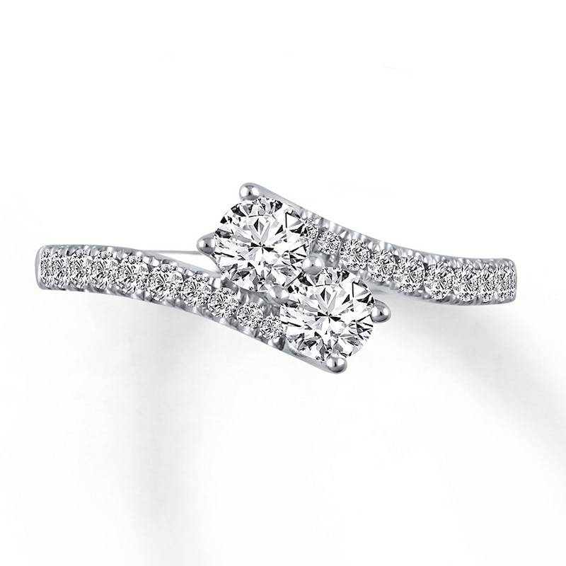 Main Image 1 of Previously Owned Ever Us Two-Stone Ring 3/4 ct tw Round-cut Diamonds 14K White Gold Size 3.75