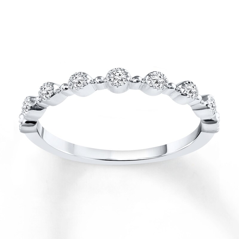 Main Image 1 of Previously Owned Stackable Diamond Anniversary Ring 1/10 ct tw Round-cut 10K White Gold - Size 10.5