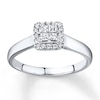 Thumbnail Image 0 of Previously Owned Engagement Ring 1/2 ct tw Princess & Round-cut Diamonds 10K White Gold - Size 4.5