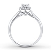Thumbnail Image 1 of Previously Owned Engagement Ring 1/2 ct tw Princess & Round-cut Diamonds 10K White Gold - Size 4.5