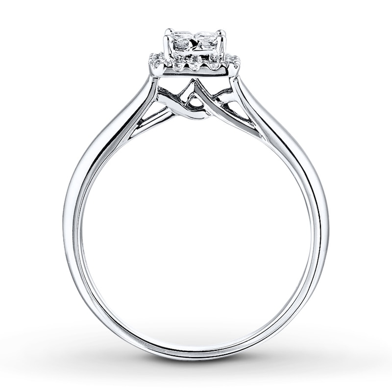 Previously Owned Engagement Ring 1/2 ct tw Princess & Round-cut Diamonds 10K White Gold - Size 4.5