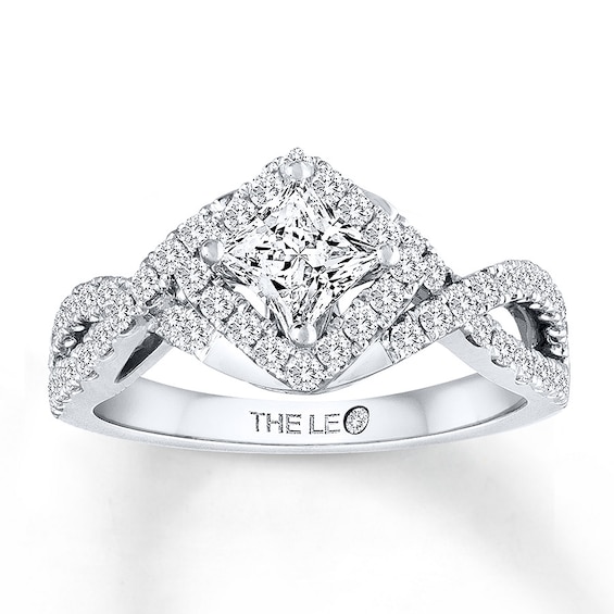Previously Owned THE LEO Diamond Engagement Ring 1 ct tw Princess & Round-cut 14K White Gold Size 4