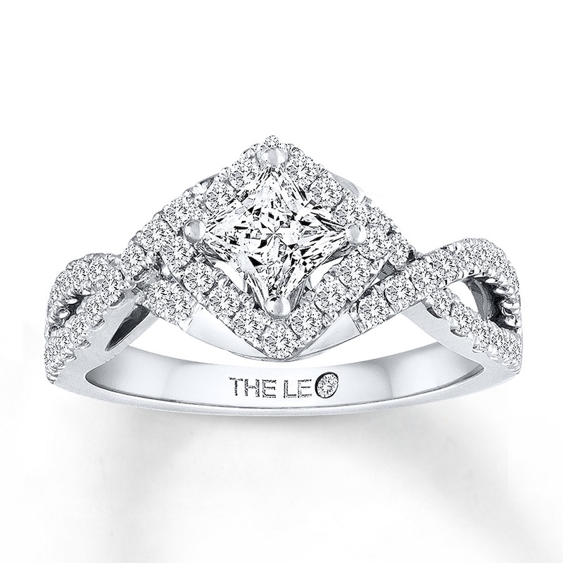 Main Image 1 of Previously Owned THE LEO Diamond Engagement Ring 1 ct tw Princess & Round-cut 14K White Gold Size 4