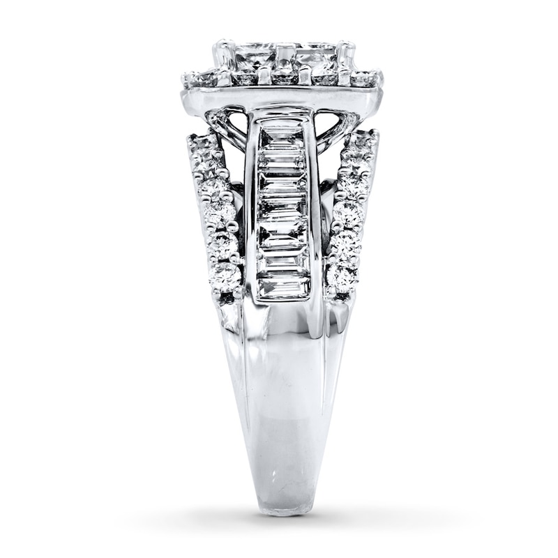 Main Image 3 of Previously Owned Diamond Ring 3 ct tw Princess, Baguette & Round-cut 14K White Gold