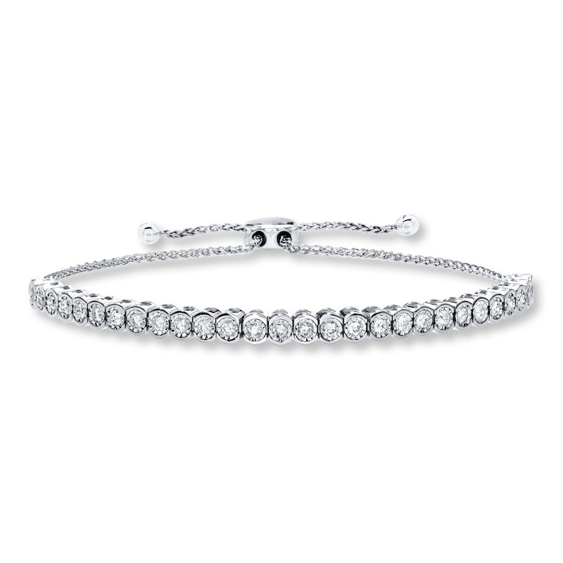 Main Image 1 of Previously Owned Bolo Bracelet 1 ct tw Diamonds 14K White Gold 9.5"