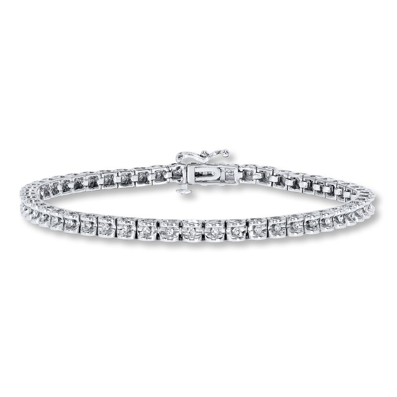 Main Image 1 of Previously Owned Diamond Bracelet 1/2 ct tw Round-cut 10K White Gold 7.25"