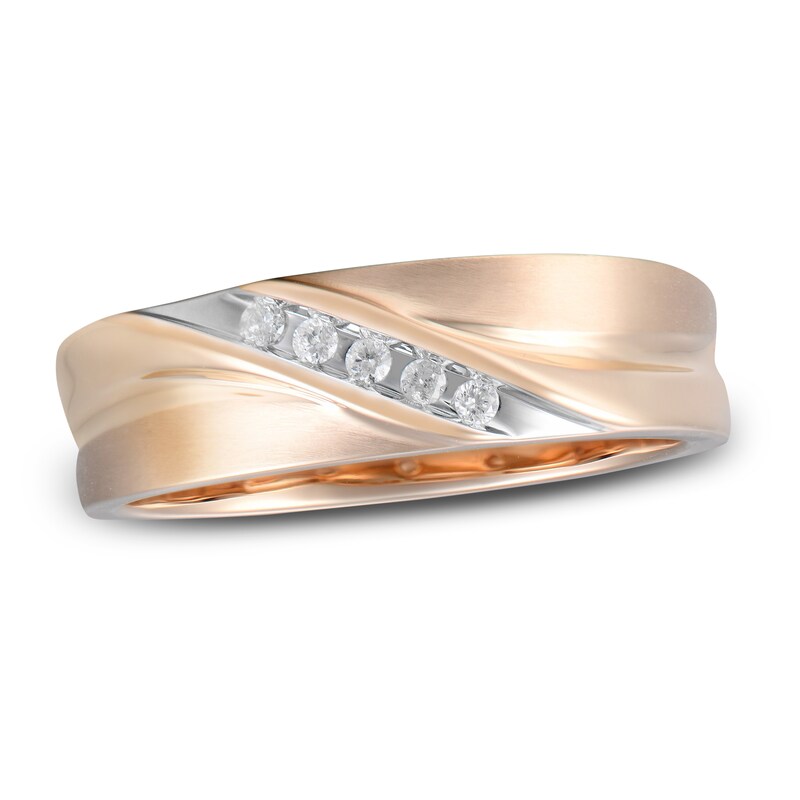 Main Image 1 of Previously Owned Men's Diamond Wedding Band 1/15 ct tw Round-cut 10K Rose Gold