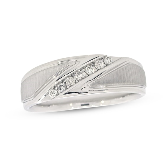 Previously Owned Men's Diamond Wedding Band 1/10 ct tw Round-cut 10K White Gold