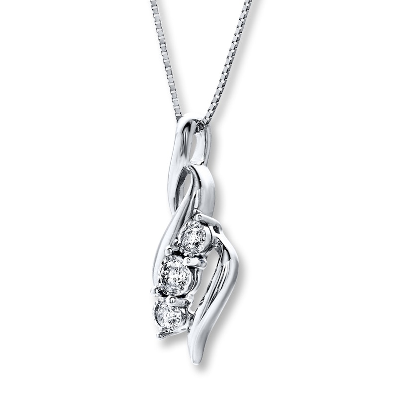 Main Image 3 of Previously Owned Radiant Reflections Necklace 1/6 ct tw Diamonds 10K White Gold