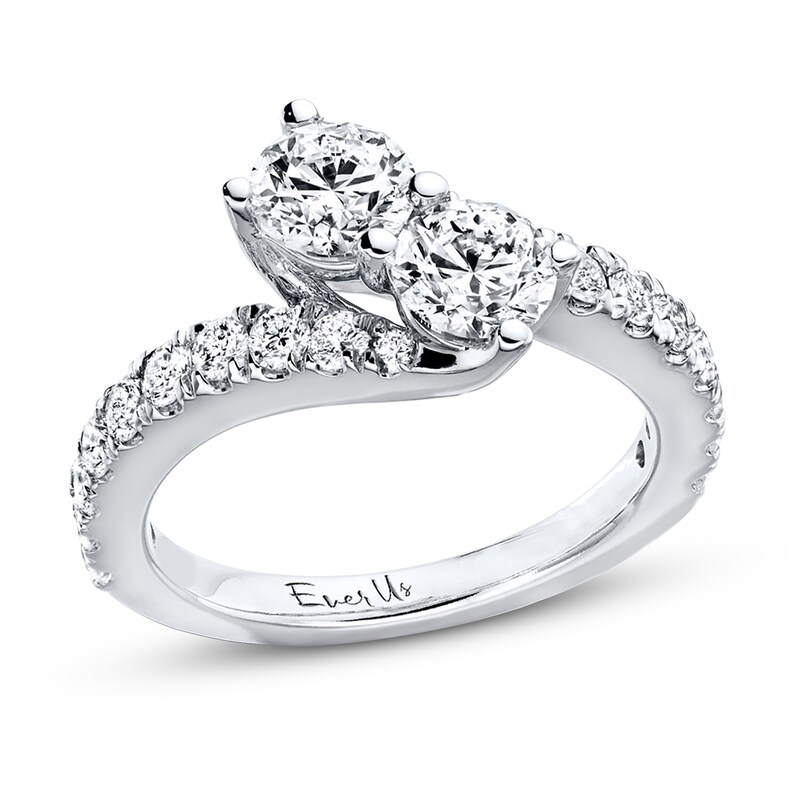 Main Image 1 of Previously Owned Ever Us Two-Stone Anniversary Ring 2 ct tw Round-cut Diamonds 14K White Gold