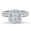Thumbnail Image 1 of Previously Owned Diamond Engagement Ring 1 1/6 ct tw Princess/Round 14K White Gold