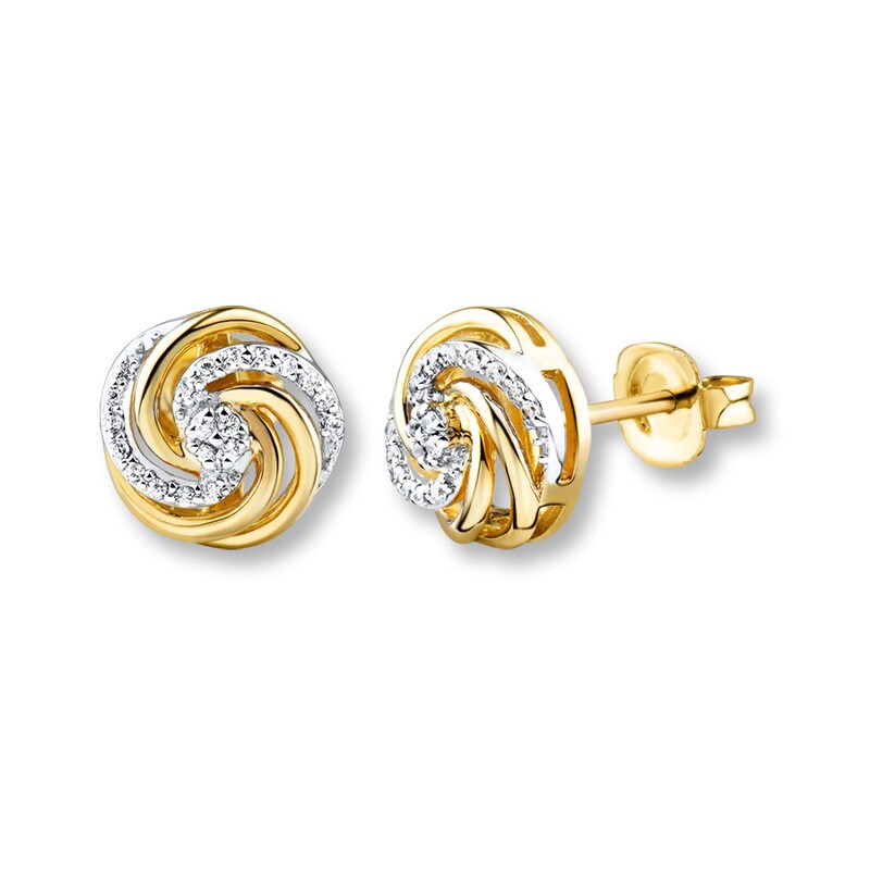 Main Image 1 of Previously Owned Diamond Earrings 1/8 ct tw Round-cut 10K Yellow Gold