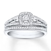 Thumbnail Image 1 of Previously Owned Diamond Bridal Set 1/5 carat tw Round & Baguette-cut 10K White Gold