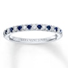 Thumbnail Image 1 of Previously Owned Sapphire & Diamond Wedding Band 1/8 ct tw Round-cut 14K White Gold Band